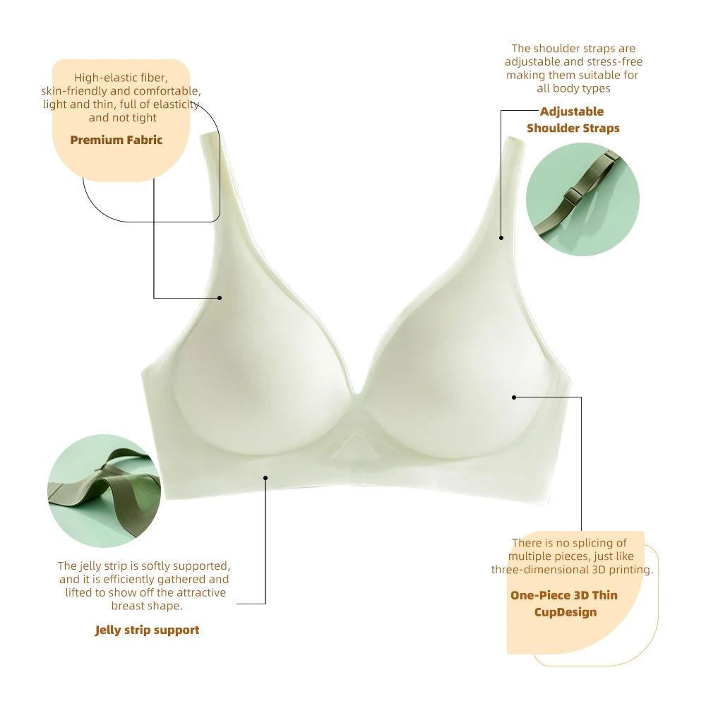 Customizable Adult Bras with Mesh Design Large Load-Bearing Shoulder Straps without Wires Bra