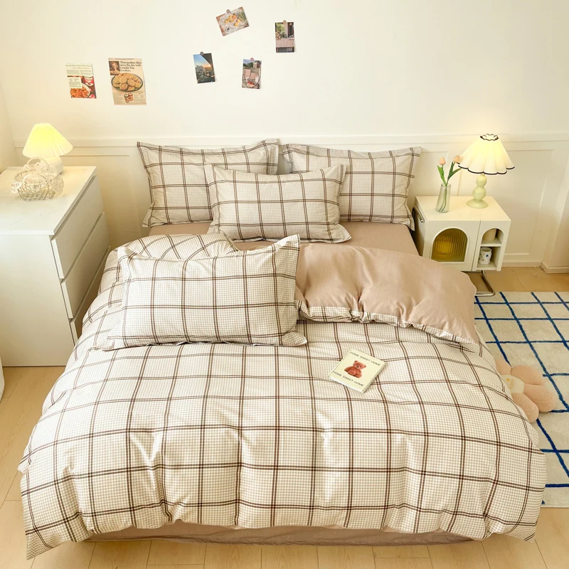 4 Piece Double or Full Size or Large or King 100% Cotton Printed Cotton Sheets Bedding Set