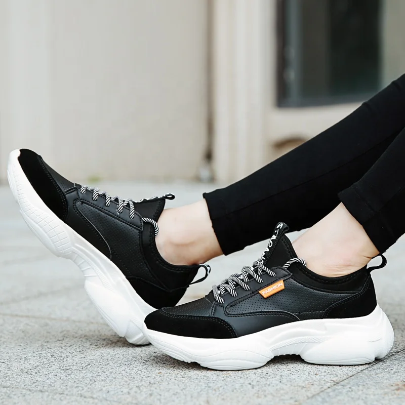 
Retro Splicing Platform Shoes Classic White Sneaker With Comfortable Memory Foam Sole For Outdoor Sport 