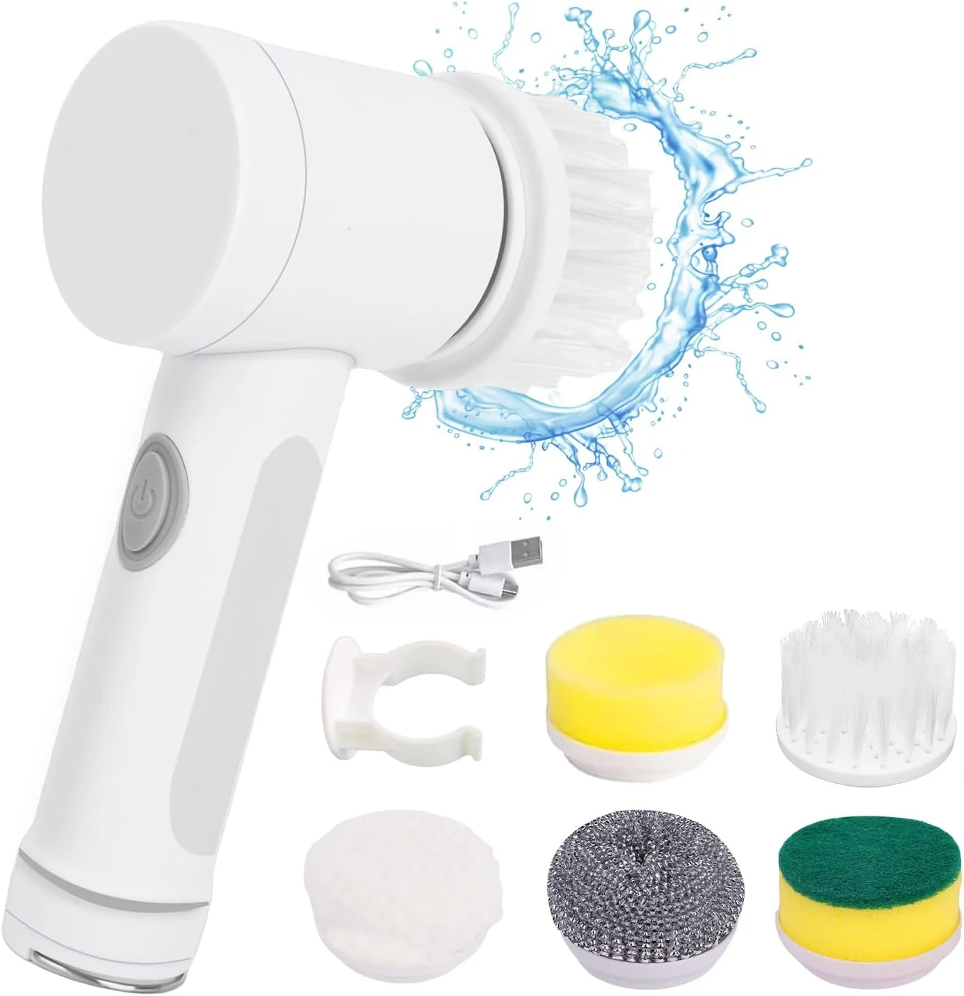 USB 5 In 1 Electric Handheld Cleaning Brush For Kitchen Bathroom Sink Dishwashing Tile Glass