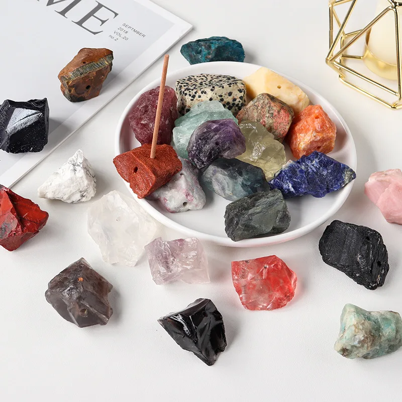 wholesale Crystal quartz Natural Rough Stone gemstone Rose Quartz Amethyst Holder Incense Stick Holder