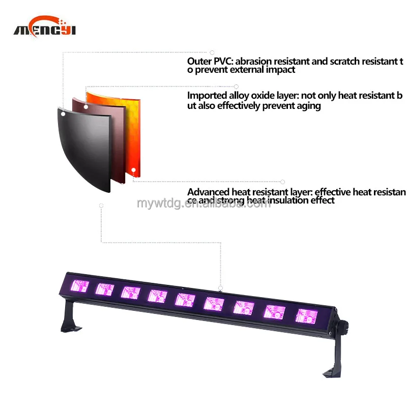 MY Lighting Manufacturers Led 9PCS Uv Wall Washing DMX Bar Light Cast Aluminum Shell Uv Black Light