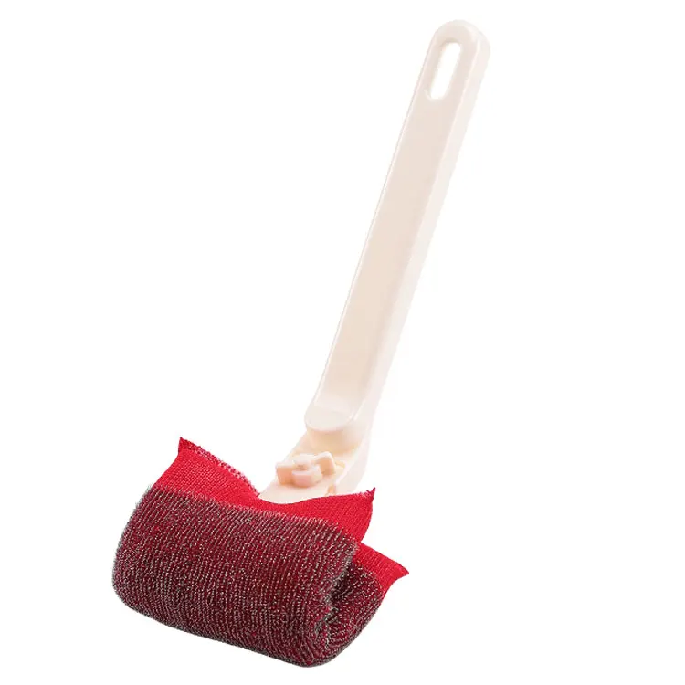Long shank steel wire sponge cleaning brush