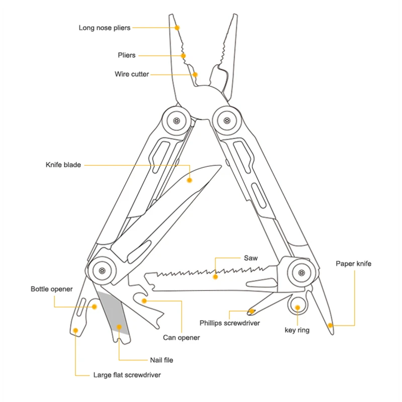 MP-9540P Multifunctional Adjustable Outdoor Survival Camping Hiking Fishing 12-In-1 Multitool Folding Portable Pliers