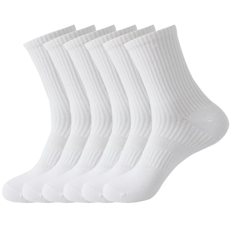 Wholesale High Quality Custom Logo Outdoor Sport White Socks Men Black Letter Running Custom Basketball Socks