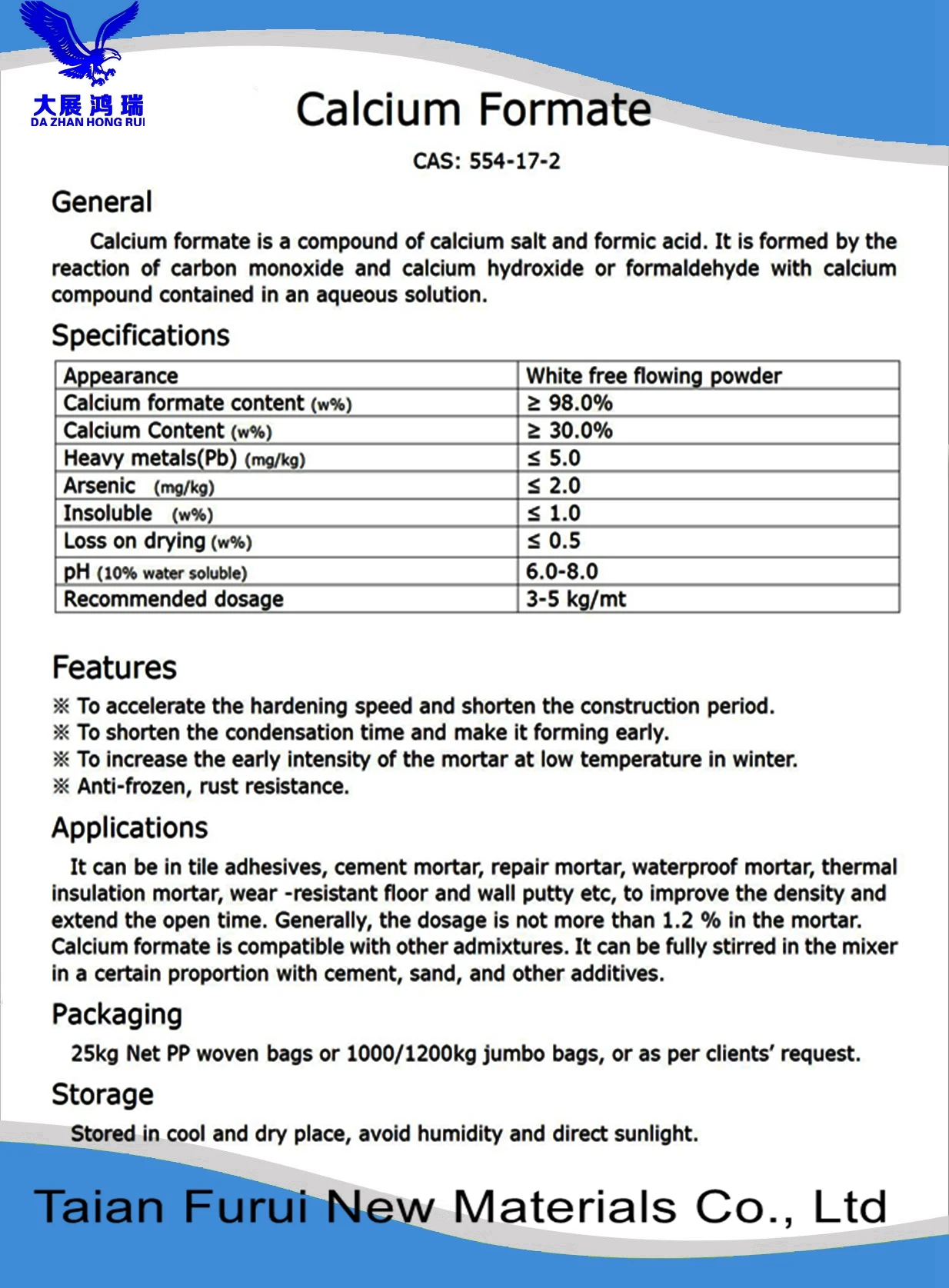 early strength agent agente de fuerza temprana,calcium formate