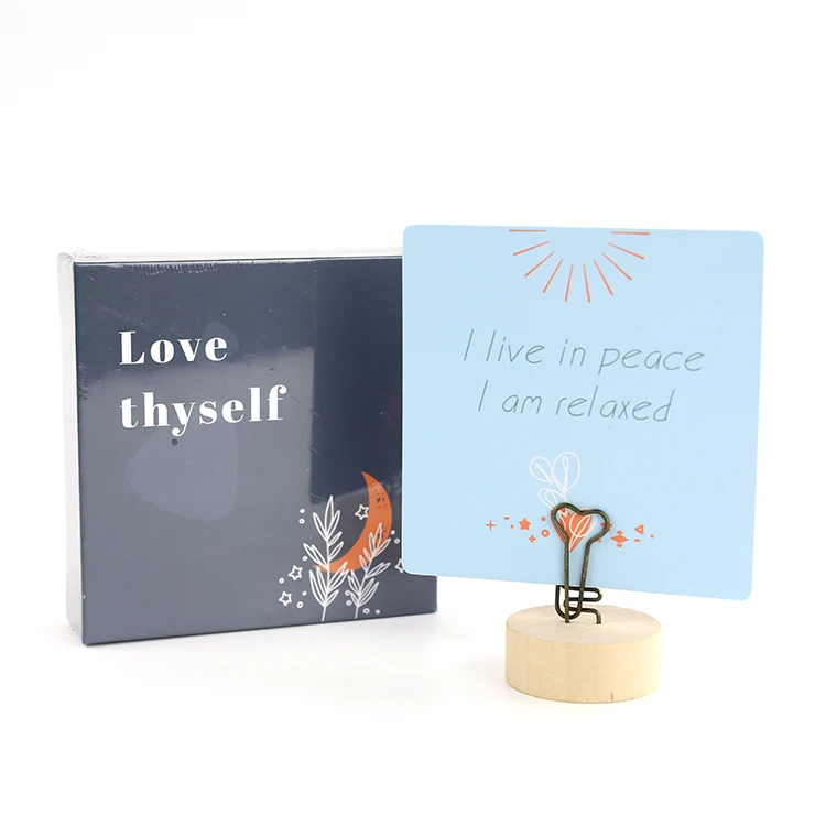 Custom RTS Dropshipping Positive Affirmation Cards Deck of Affirmation Cards Deck 90 by 90 mm by 40 Cards Each Box Wholesales