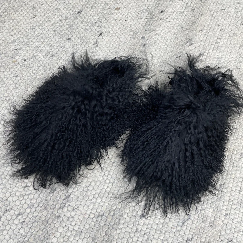 2023 Latest Fashion Fall Winter Mongolian Fur Slides House Slippers Fluffy For Women Sheep Fur Slippers