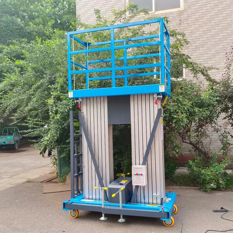 8m Dual Mast Electric Aluminum Ladder Lift automatic lifter for solar panel Install