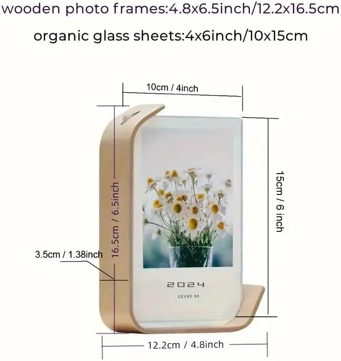 STANDWIDE 4x6 inch Acrylic Wooden Photo Frame Herbarium Display Calendar DIY Frame Wedding Party Photo Frame