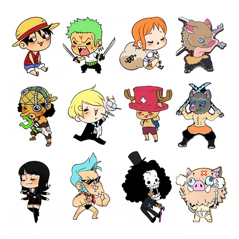 Металлическая Заколка на лацкан с милым мультяшным персонажем персонажа из мультфильма, жесткая эмалированная заколка из японского аниме, рассекающая демонов