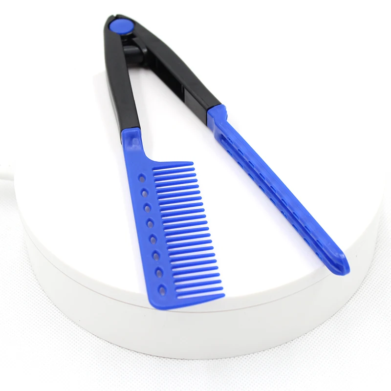 
Blue hair styling comb simplicity hair straightener V type use easy salon comb 