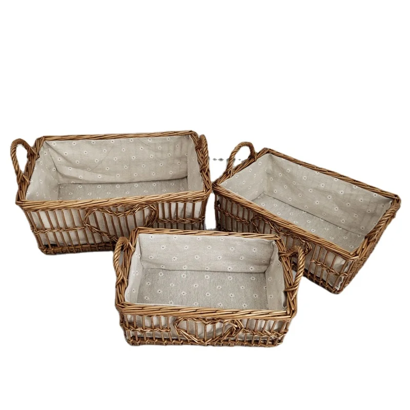 Hot selling customizable fabric lined wicker crafts basket round willow basket / storage basket / hollow round willow basket