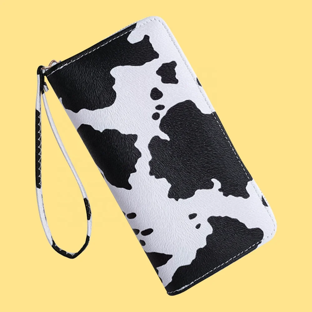 Cow Print Card Holder Slim Female Wallet Purses Woman Purse Ladies Thin Wallets