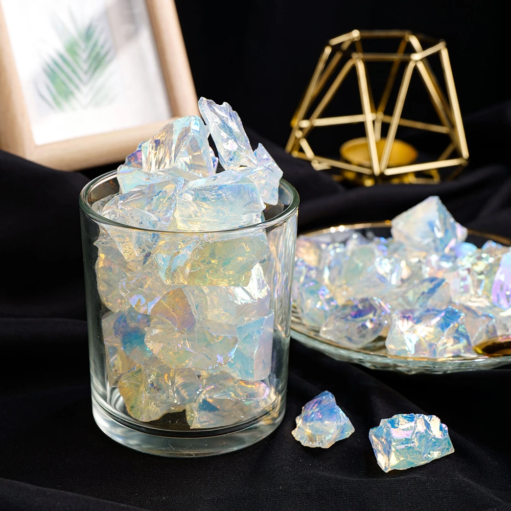 Hot selling wholesale crystal carving Electroplated opal raw stone spiritual healing home decoration