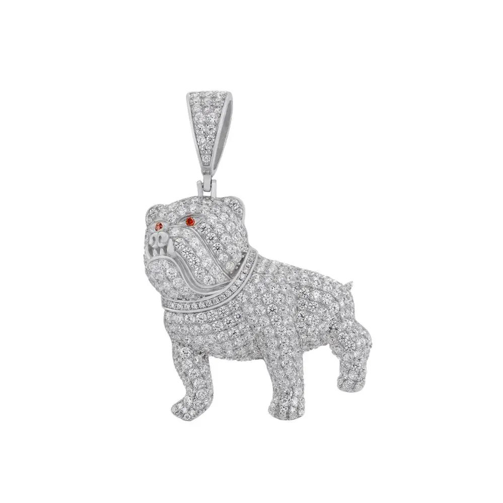 Hip Hop Trendy Jewelry Custom Design 925 Silver Gold Plated Moissanite Iced out Lovely Bull Dog Pendant for Necklace