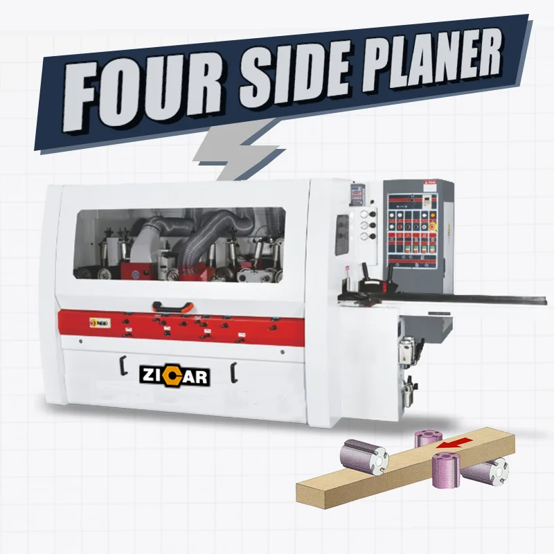 ZICAR Heavy Duty Five Six Spindle 4 Side Wood Moulder Woodworking Four Sided Thickness Planer Machine
