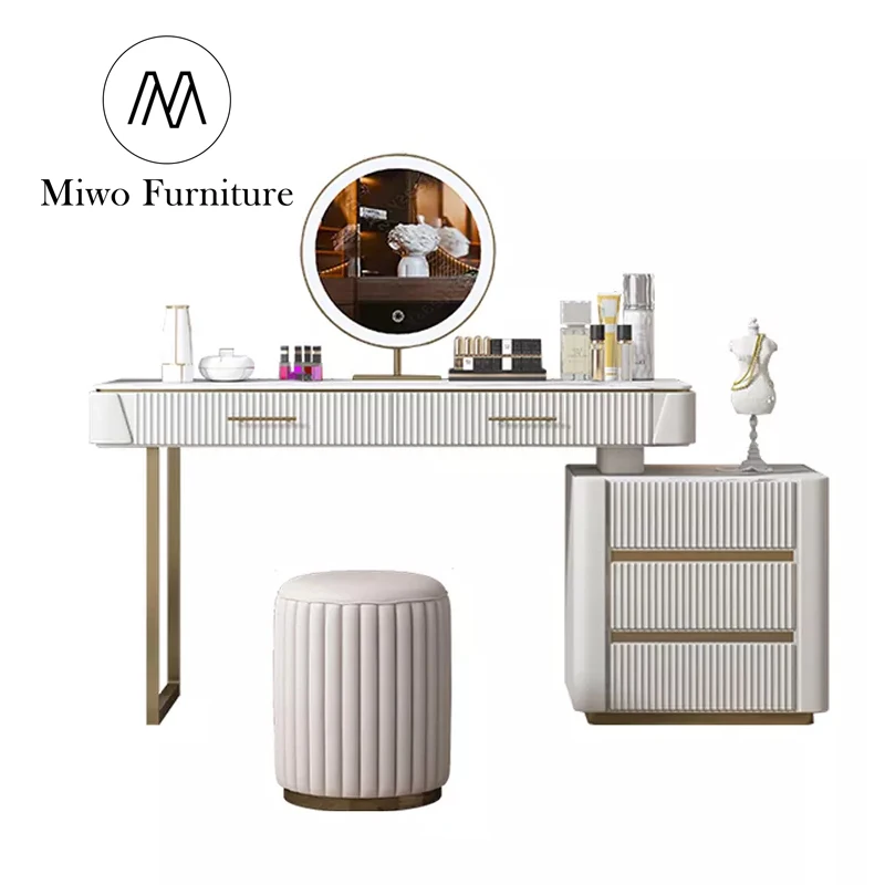 Wholesale Modern Dressing table European Vanity Dresser with Drawer Bedroom Furniture White Makeup Table Set With Mirror