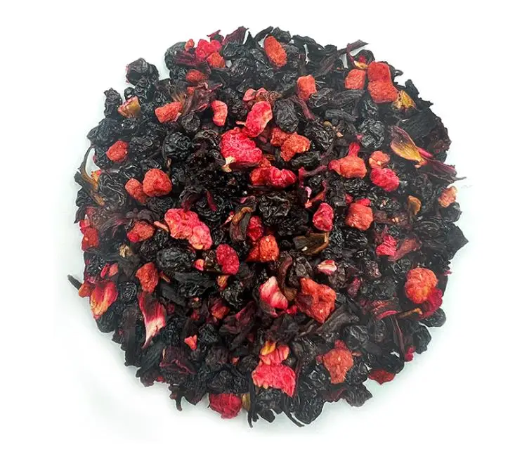 Customized Blended fruits tea Private label Raspberry Blueberry Hibiscus Raisins Mixed Slimming Beauty Tea