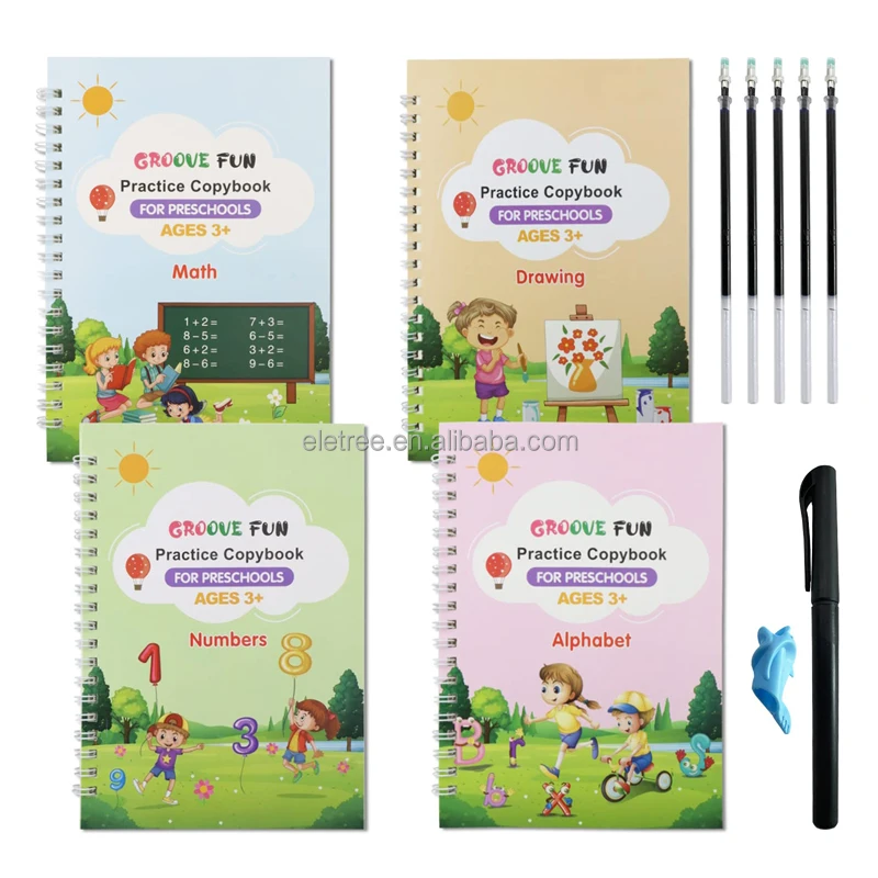2024 Children Amazing Groove Cursive English Writing Handwriting Practice Book Magic Writing Book With Slots