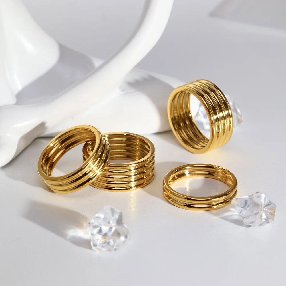 Chris April in stock waterproof 316L stainless steel gear different layers stackable rings