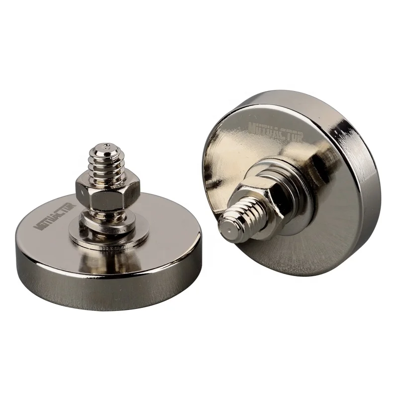 Hot Sale Male Thread M6 Round Neodymium Magnetic Materials D32mm Steel Custom Powerful Suction Magnets 45KG Vertical
