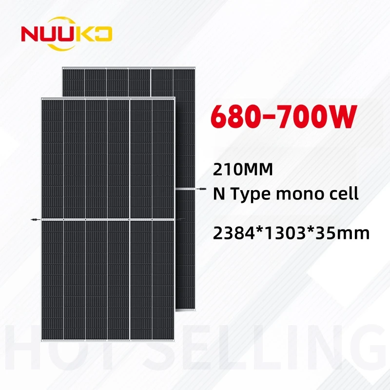 Nuuko 680W-700W двухфазная солнечная панель Topcon 2382x1303 PV модуль 210mm x Половина моно батарея OEM Power PERC переднее стекло