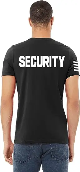 Safety Guard Staff One/Two-Sided American USA Flag On Arm security t shirt Big Sizes Polo Unisex T-Shirt Security Guard Shirt