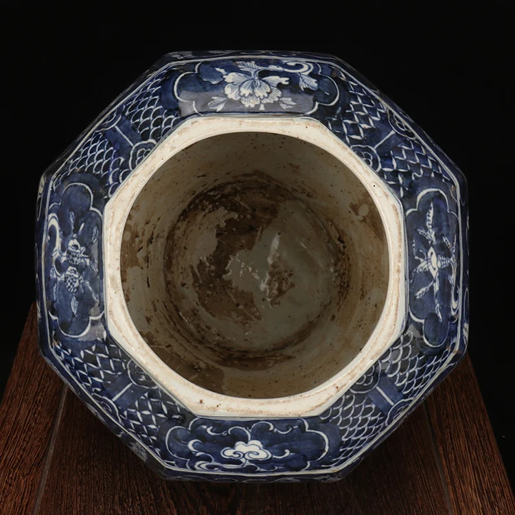 jingdezhen antique home decors ceramics vases Porcelain Blue and White Octagonal Large Ceramic Vases and Plant Pots