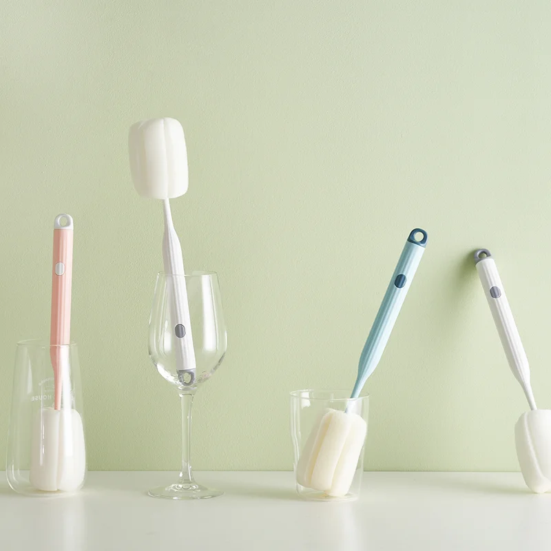 Bottle Sponge Long Handle Brush Glass Kettle Cleaning Cup Washing Brushes  3153