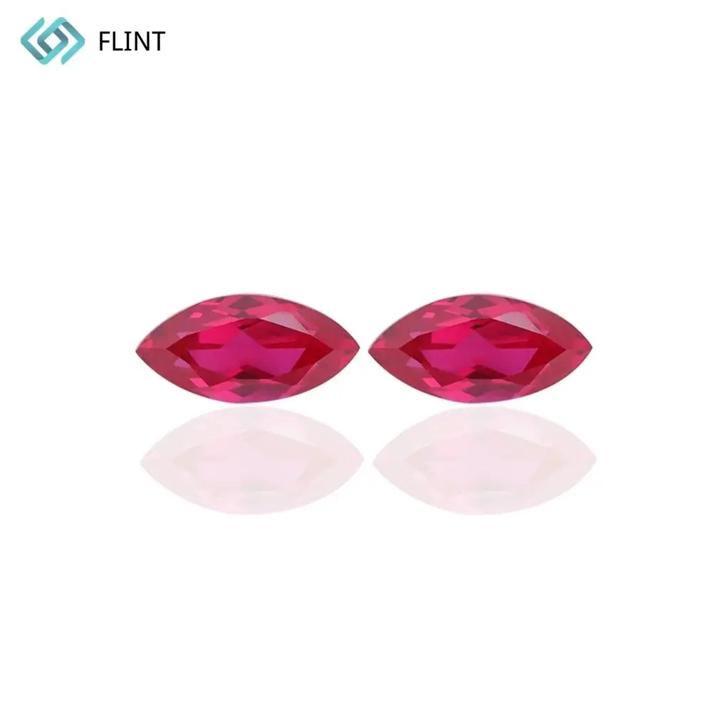 FLINT Factory Sale Gemstone Customized Size Square Cut 10*10mm Red Color Synthetic Stone