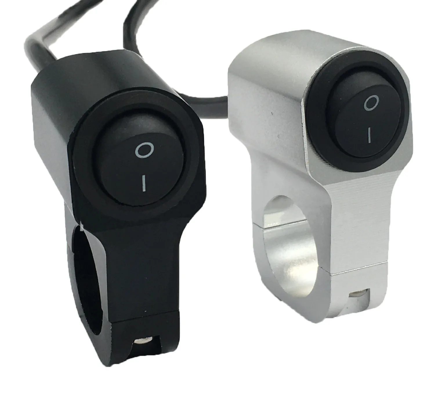 7/8in Motorcycle Handlebar Headlight ON/OFF Switch Scooter ATV Aluminum Alloy 2-Wire Black Light Waterproof Switches 12V button