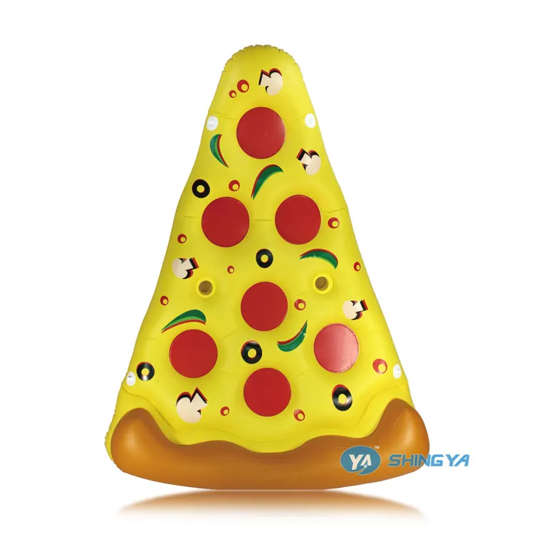 new design inflatable pizza air mattress with cup holder pool toy(BSCI factory)
