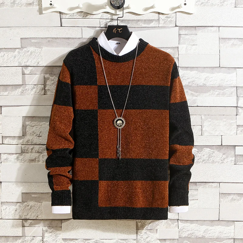 Sweater Men High Quality Fashion Casual Knitted Sweater Men Patchwork O Neck Winter Sweater For Men