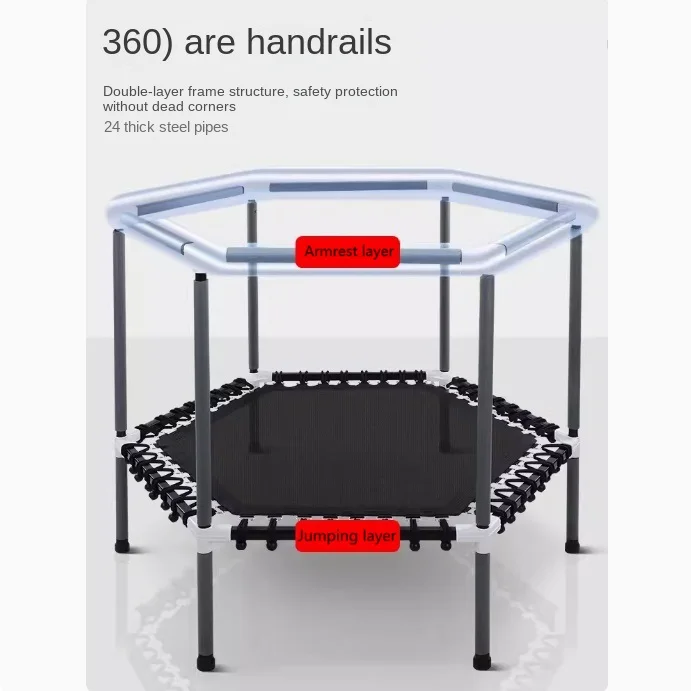 Commercial Unisex Foldable round Bungee Spring Mesh Trampoline with Handle PVC & PP Indoor Jumping Device for Adults