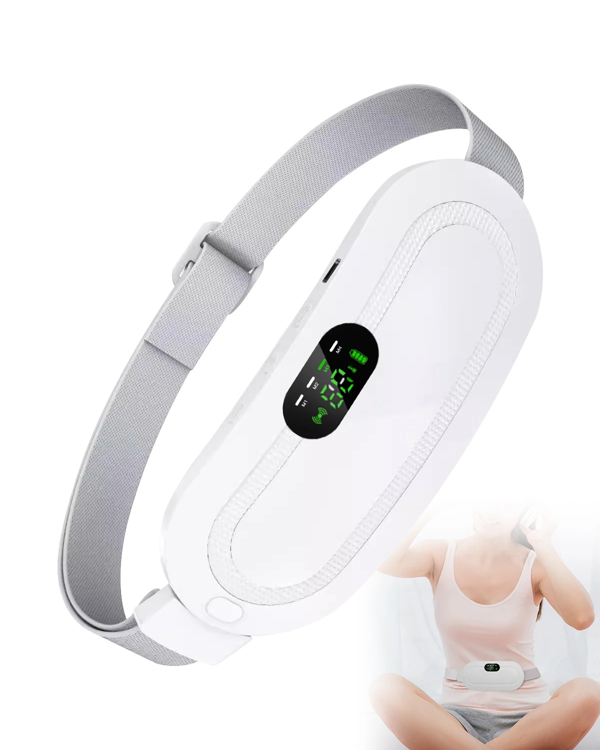 Portable Cordless Heating Pad for Menstrual Cramps 3 Massage Vibration Mode Electric Waist Heating Pad Belt for Women