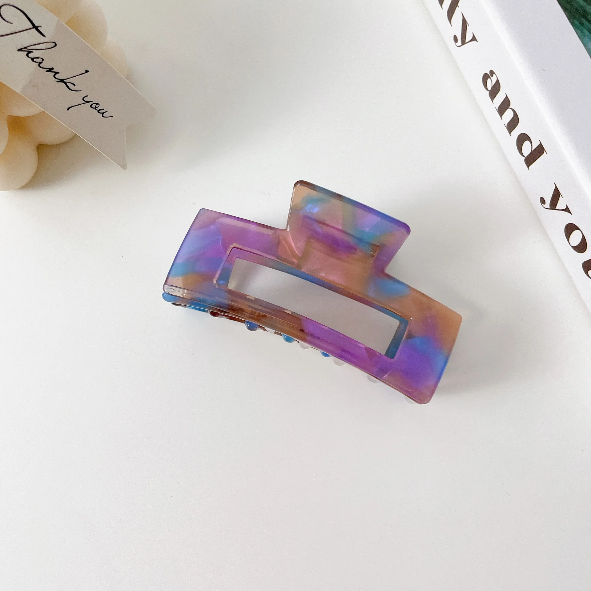Hair Claw Acetate 7.8CM Korean Simple Square Acetate Large Hair Claw