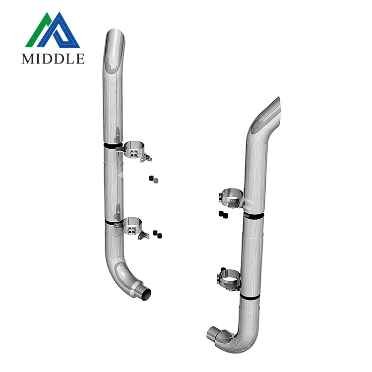 2022 Hot Sale Semi Truck Chrome Curved Stack Pipe Stainless Steel Exhaust Pipe For Freightliner Cascadia Kenworth