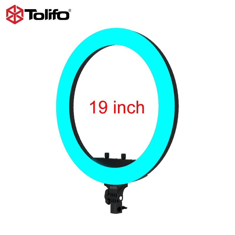 Tolifo Newest 19 inch Ringlight 96 W Bi Color Makeup Beauty 18 Video Studio Photographic Lighting LED RGB Ring Light