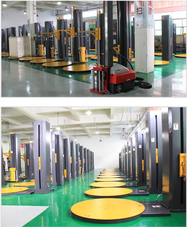 Automatically Detect Cargo Height T1650F Automatic Pallet Stretch Wrapping Machine with PLC Control