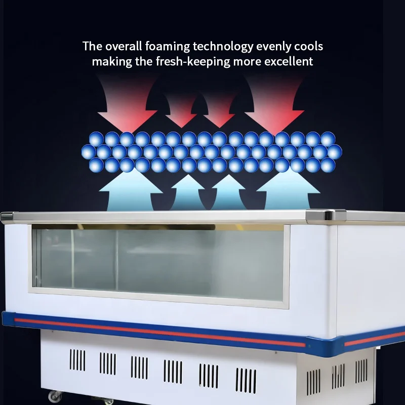 Supermarket combined island Refrigeration Equipment Meat food  fridge display Freezer/deep chest freezer refrigerator