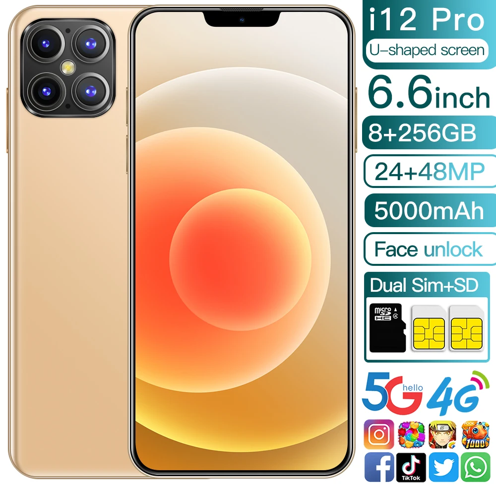Мобильный телефон Phone12 Pro Max 12 Гб + 512 6 7 дюймов с сенсорным экраном Android
