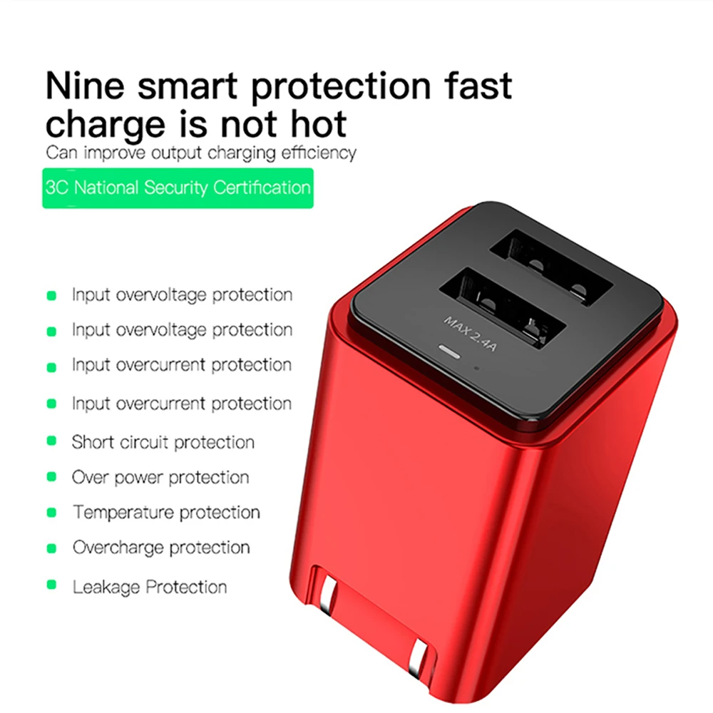 Настенное зарядное устройство с двумя USB-портами и поддержкой быстрой