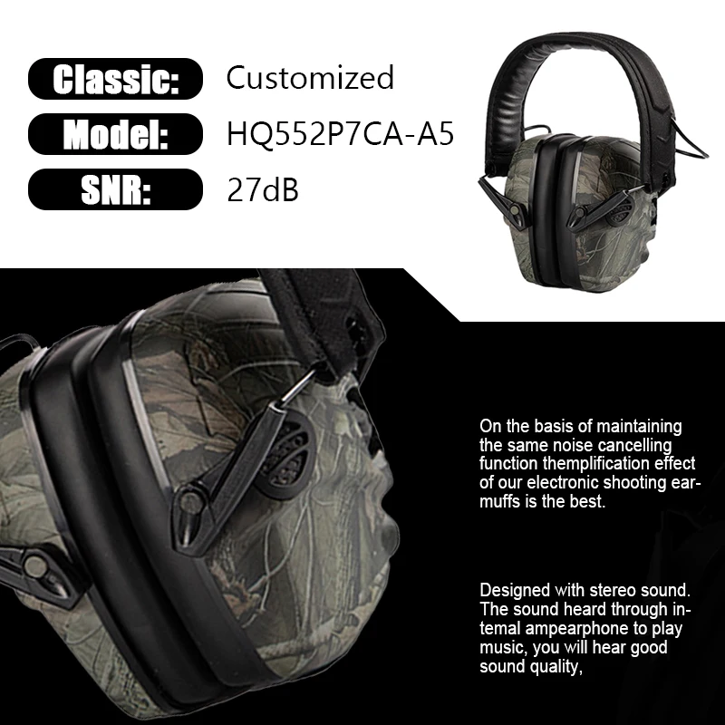 Dual Control Knob Walkers Electronic Ear Muffs Tactical Ear Protection Hunting Earmuffs With Replacble Ear Pads