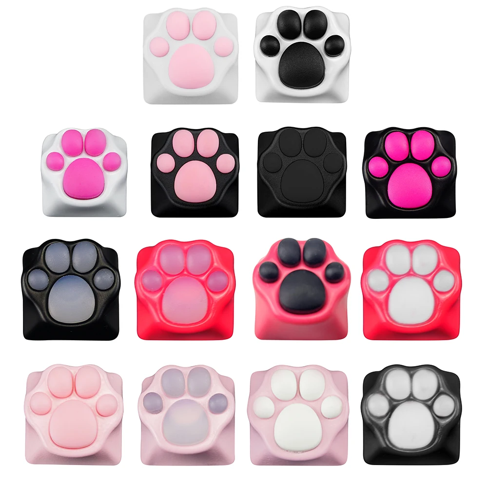 Kawaii Cute Cat Paw Pink Mechanical Keyboard Buttons Key Cap Replace KeyCap For Birthday Gift