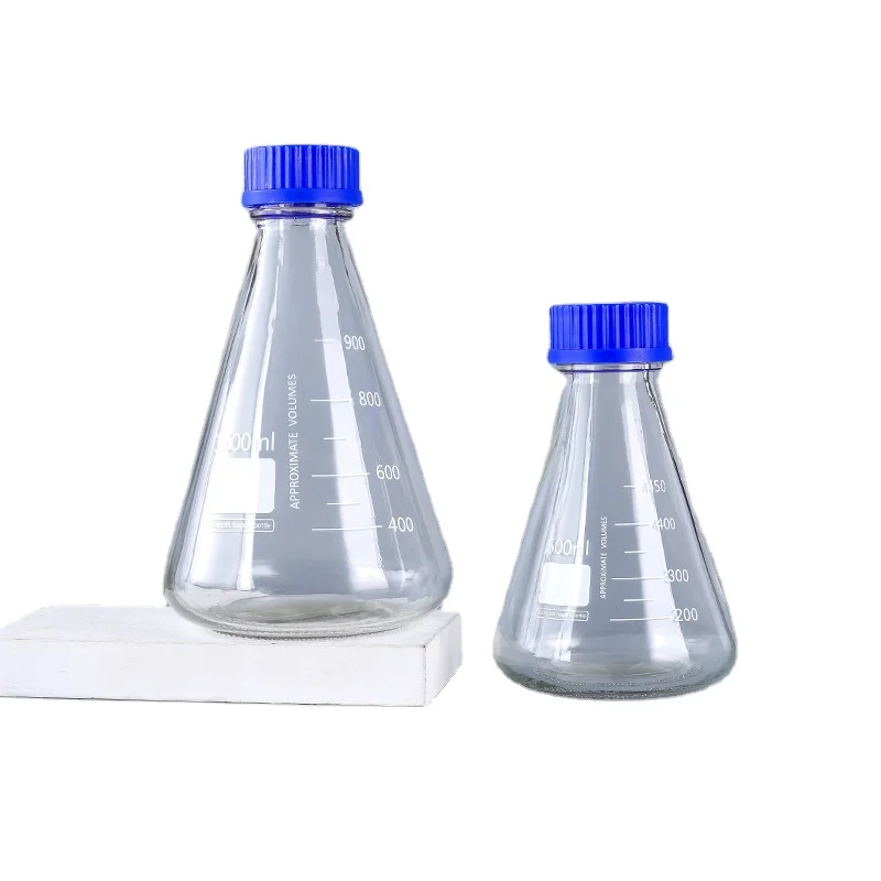 500ml Laboratory Graduated Reagent Bottle 1000ml cone shape Glass Reagent Bottle With Scale