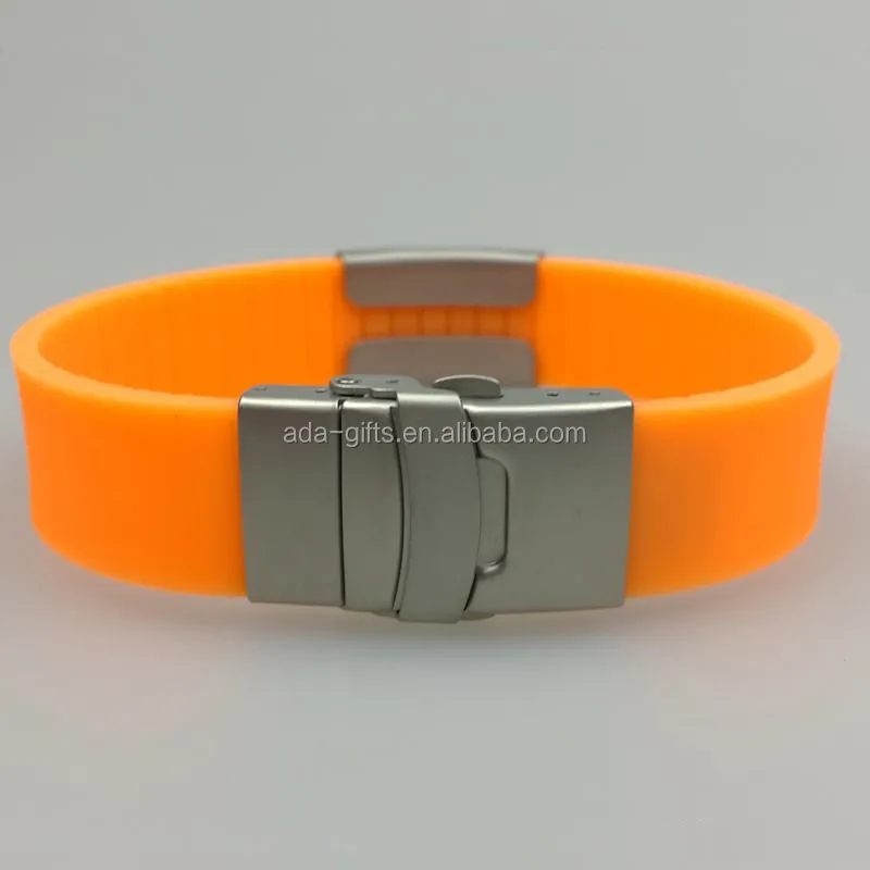 custom metal plate engrave silicone bracelet with clasp
