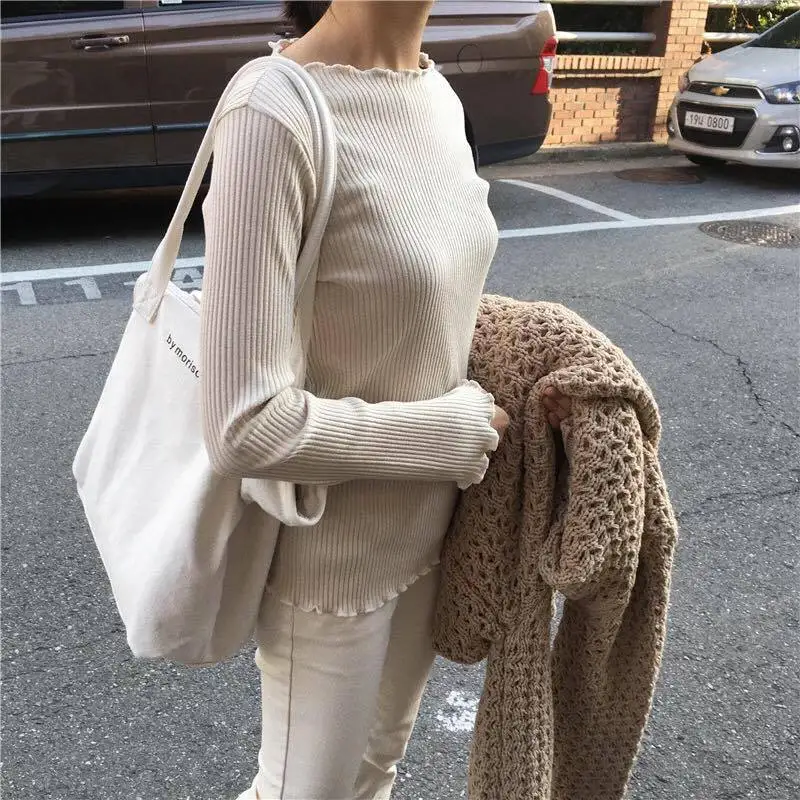 New Wholesale White Plain Large Canvas Tote Fashion Korean Large Capacity Canvas Sling Shoulder Bag For Women
