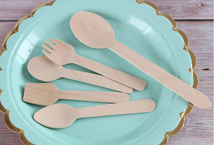 Wholesale Disposable Biodegradable Wooden Cutlery Spoon Fork Knife