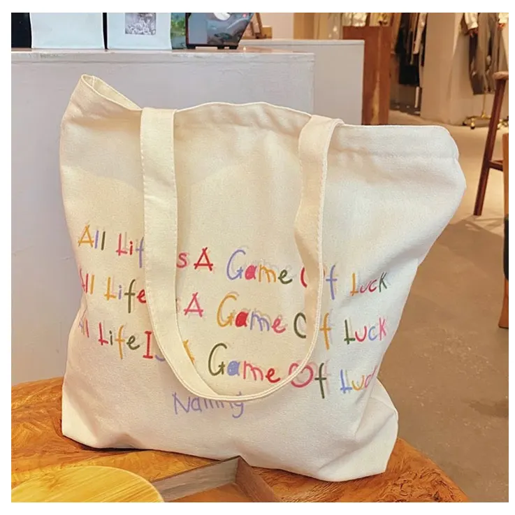 Wholesale Custom Logo Printed Recyclable Plain Cotton Canvas Shopping Tote Bag